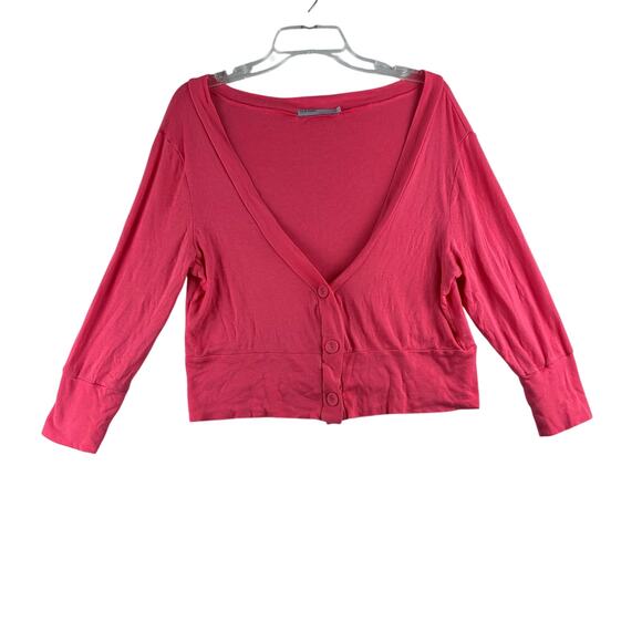 Old Navy Y2K Cropped Cardigan Women's XL Coral Modest Church Cotton Modal Soft - Picture 1 of 9
